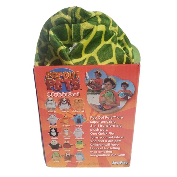 Pop Out Pets 3 Pets in One 8"H Walrus Dolphin Turtle Plush Puppet NEW - Picture 4 of 7